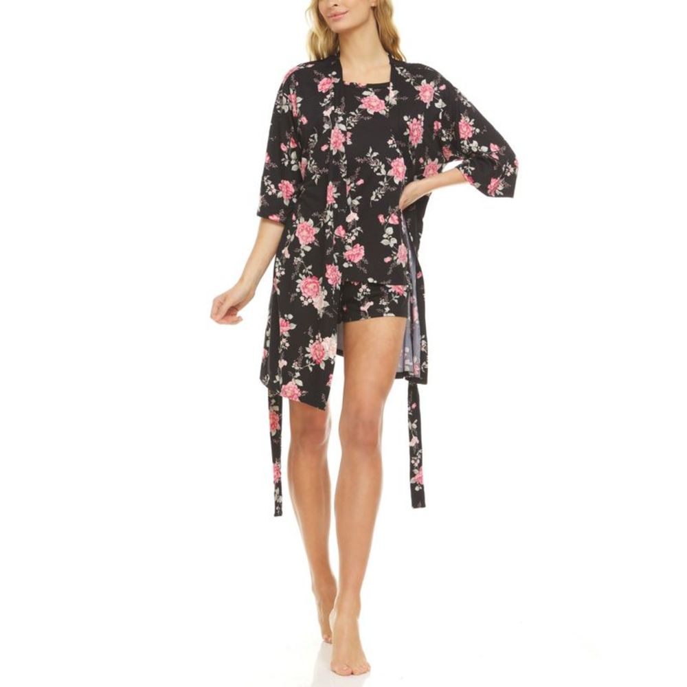 Flora by Flora Nikrooz Womens Robe, Tank Top & Shorts Pajama Set- 3 Pieces,Large